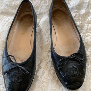 Chanel Cap Toe Black Ballerina Flats - 37-1/2